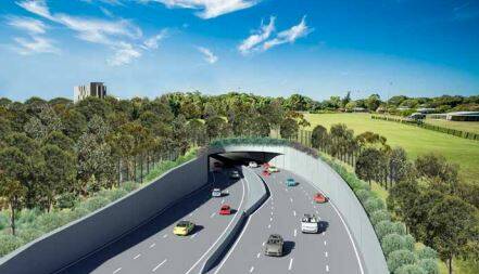 An artist's impression of entrance to first stage of F6 Extension at President Avenue at Kogarah.