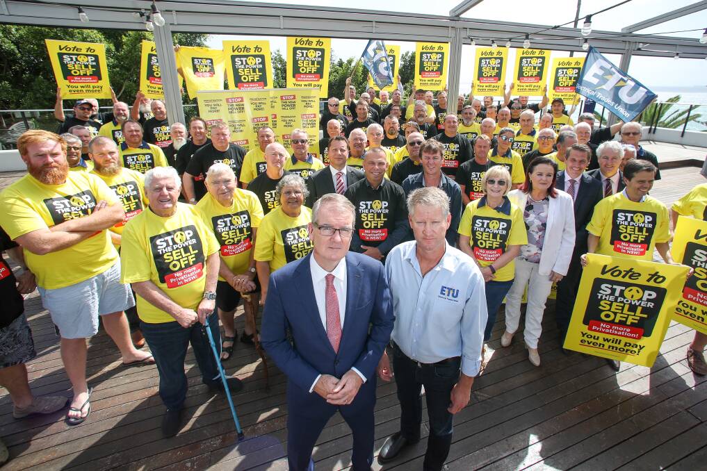 No deal:Labor leader Michael Daley with Electrical Trades Union secretary Justin Page at the launch of the union's campaign against selling off the electricity network. Picture: Adam McLean