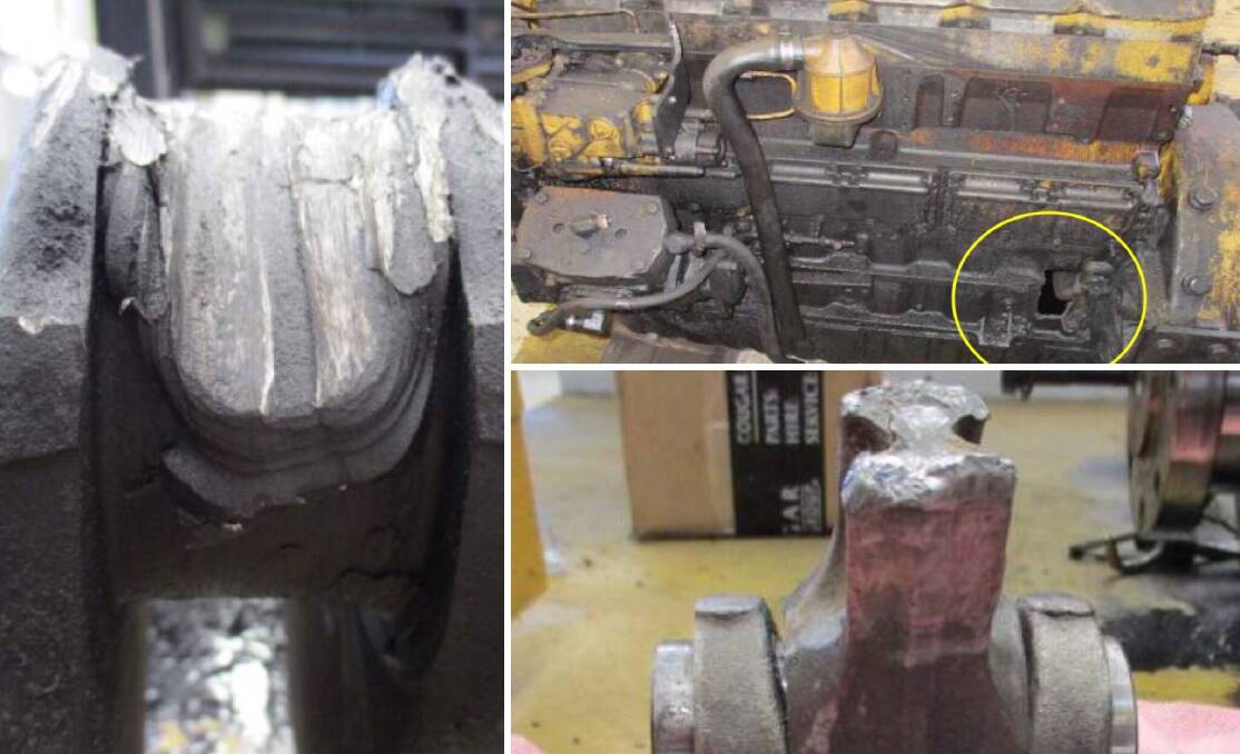 Melted: Some of the damaged parts of the engine as pictured in the investigation report. Picture: NSW RESOURCES REGULATOR.