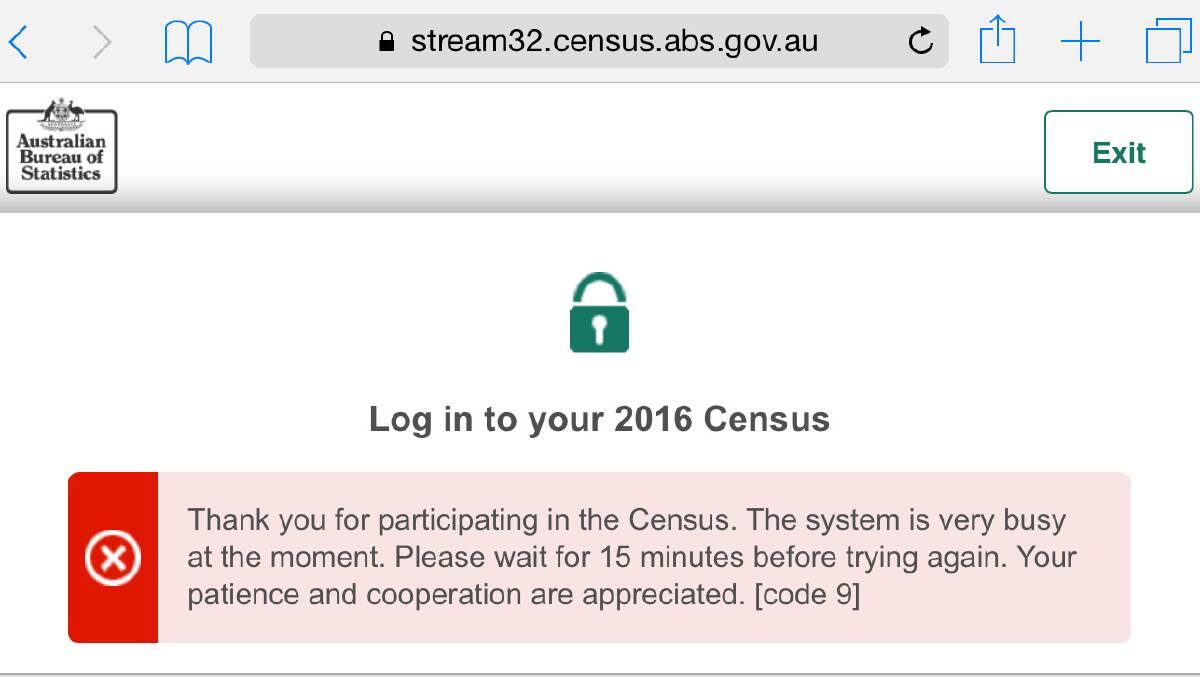 This may or may not be true: Late on Wednesday the ABS Census website was still giving users the message that the "system is very busy". 