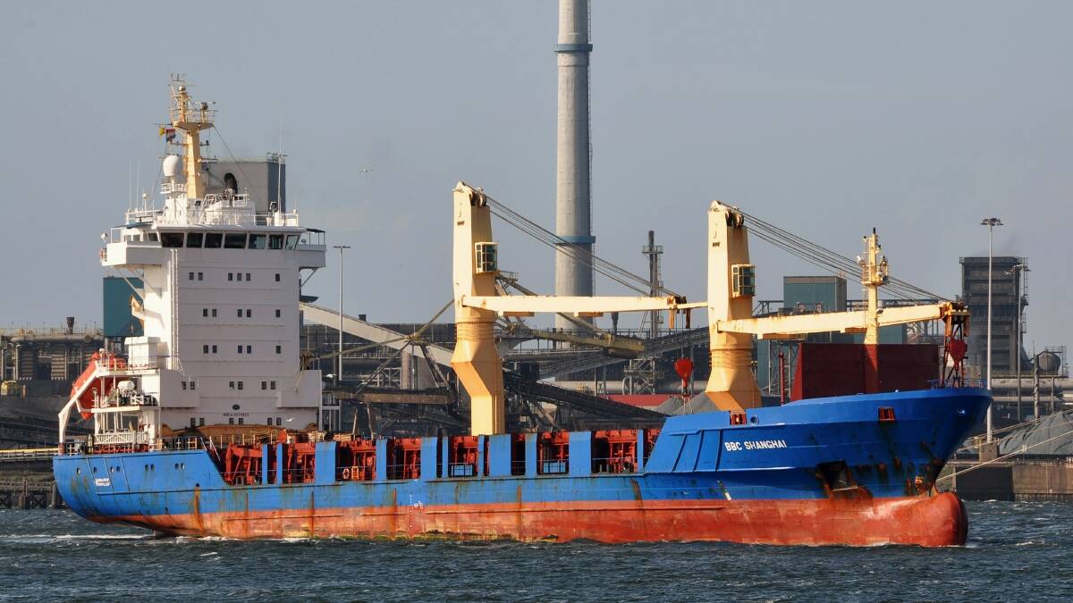 Nuclear waste carrier: The BBC Shanghai has crossed the Indian Ocean en route to Port Kembla. Picture: Marcel Coster