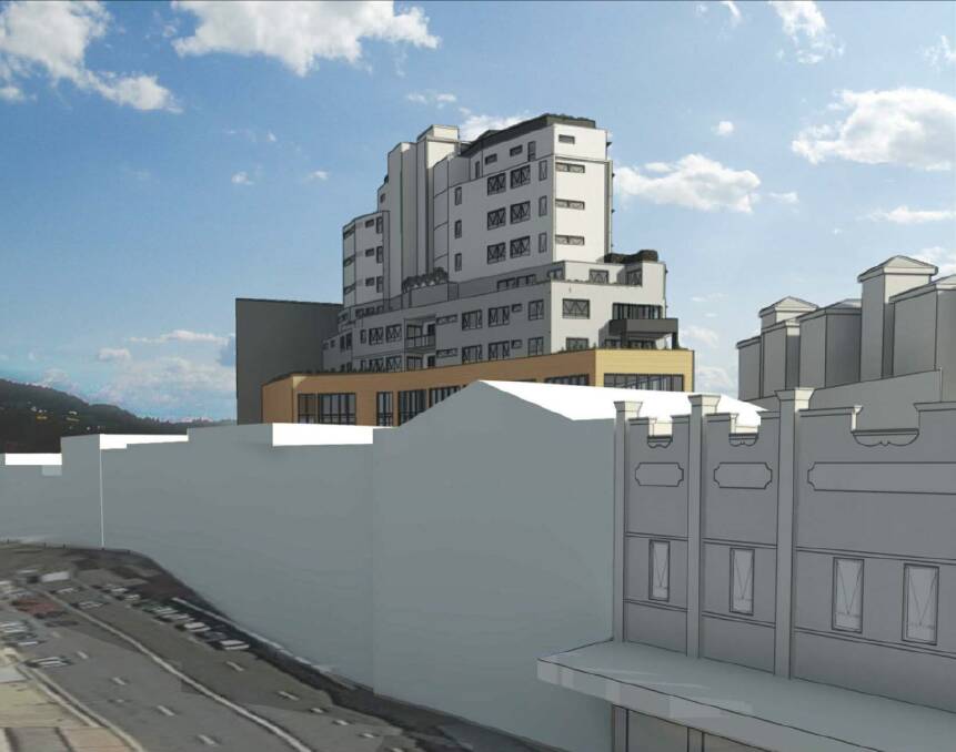 High point: The view of the proposed building from Crown St near Keira St