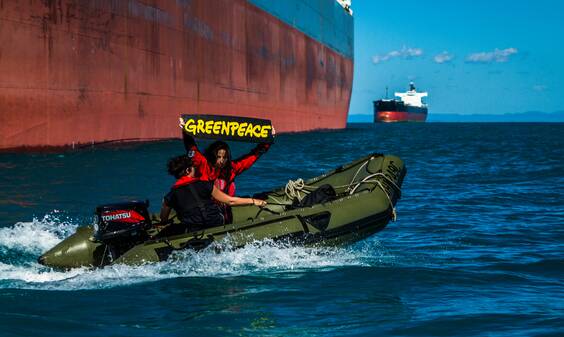 No blockade: Greenpeace will bring one or more of these inflatable vessels to Port Kembla to mark the arrival of the nuclear waste on board the BBC Shanghai
