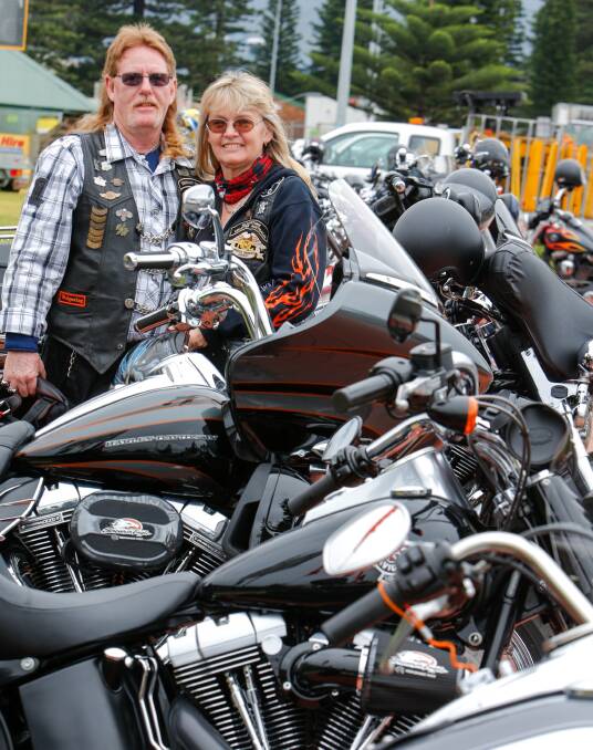 Always on honeymoon: Jim and Diane Ashman flew to Sydney from Gladstone in Queensland then hired a Heritage Soft Tail to ride down to Wollongong.