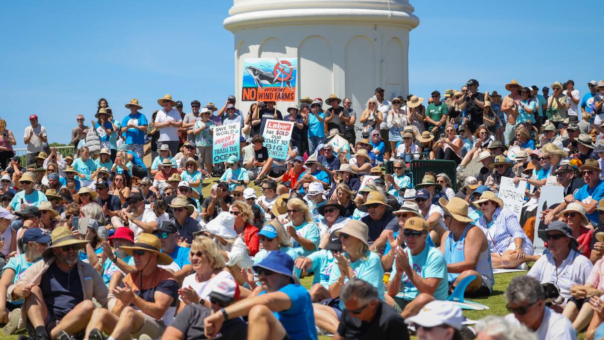 Some of the crowd at Sunday's rally against a proposed offshore wind farm zone. Picture by Wesley Lonergan