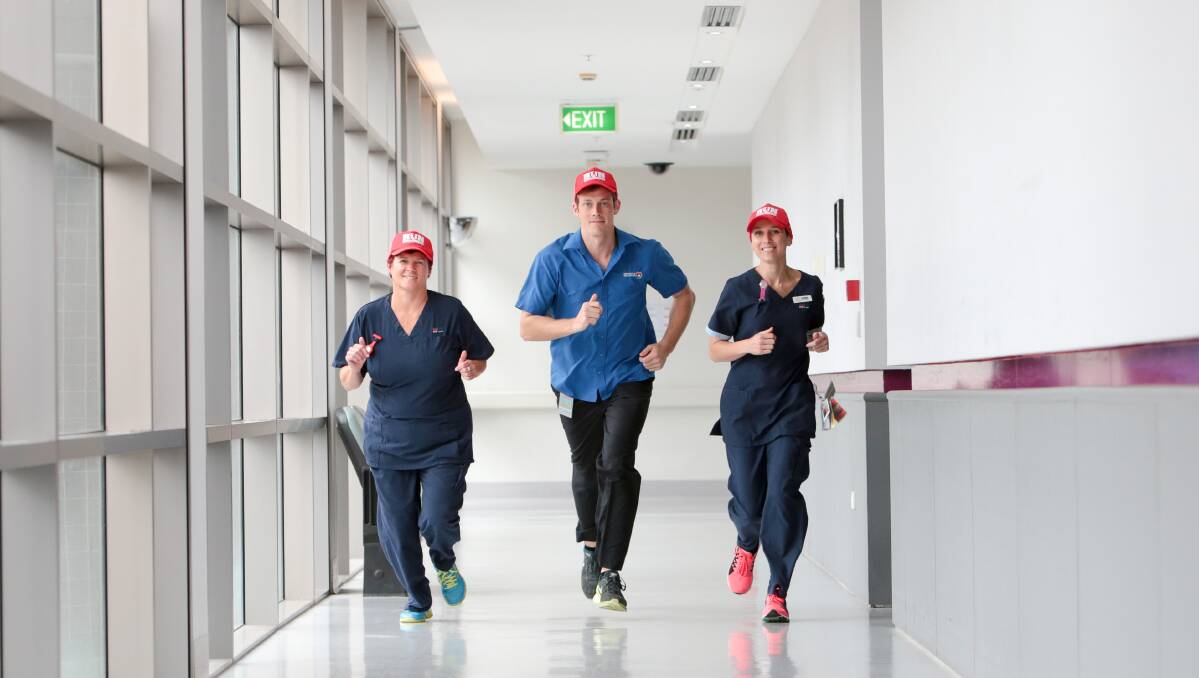 Ready to race: Wollongong Hospital nurses Narelle Wood, Josh Tresidder and Alicia McQuade are preparing for the Run Wollongong event. Picture: Adam McLean
