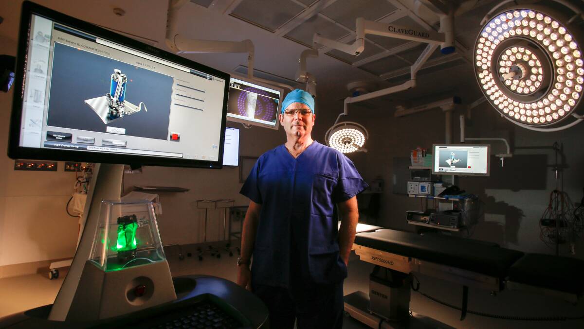 The arrival of the Mazor robotics system has been much anticipated by the hospital's surgeons, including Dr Jerry Day. Picture: Adam McLean