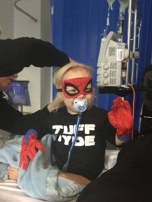 Super hero: Tyde may need a bone marrow transplant if he doesn't respond to treatment - but fortunately a match has already been found.