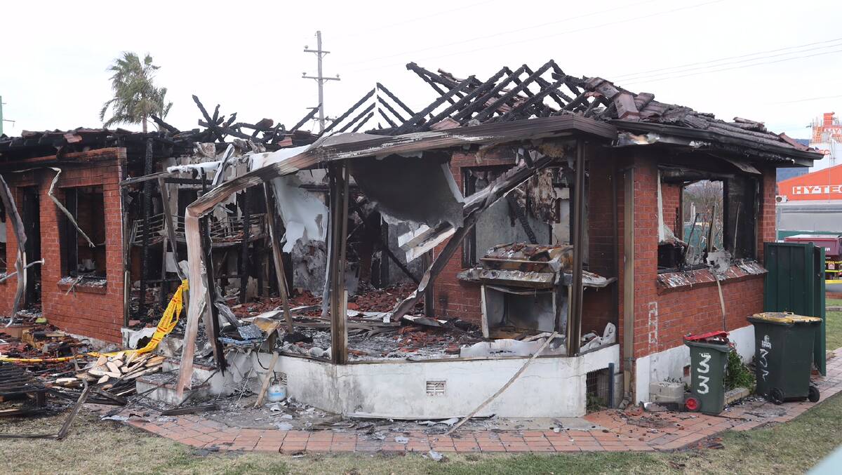 A home on Marshall Street was destroyed by fire in the early hours of Tuesday morning. Pictures: Adam McLean