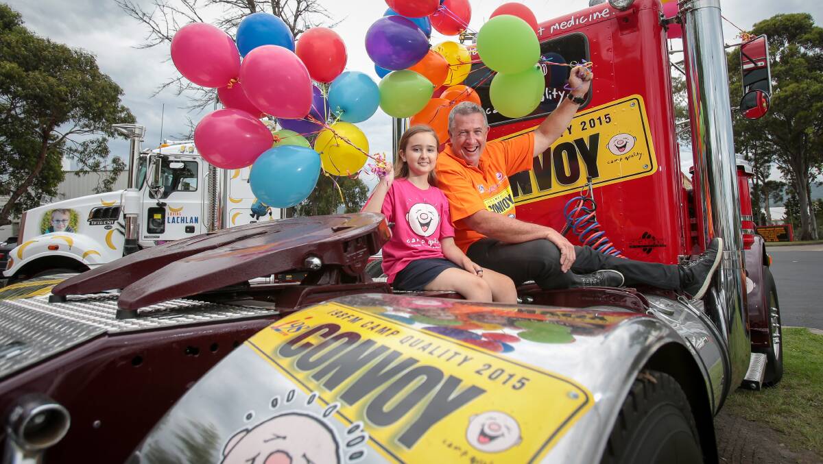 Ready to roll: i98FM announcer Marty Haynes with Shellharbour's Amber Fawell who has an inoperable brain tumour. Picture: Adam McLean