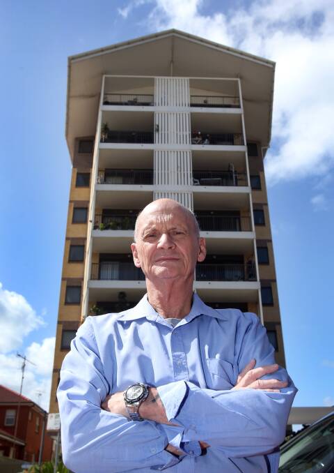 David Sait was hospitalised on Saturday after falling into a faulty lift in his Market Street Housing Trust building. Picture: Robert Peet