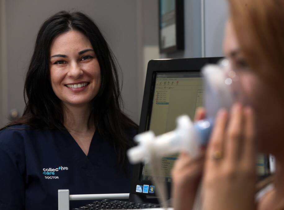 Testing times: Dr Suzan Bekir assesses a patient for allergic rhinitis (hayfever) at the Victoria Street allergy clinic. Picture: Robert Peet