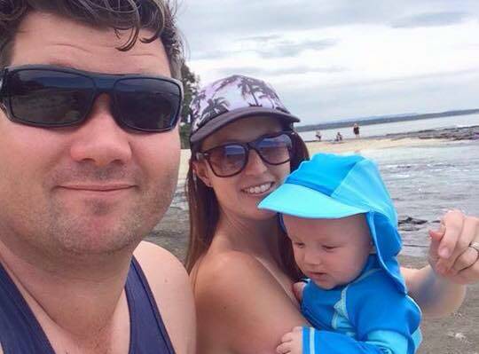 Happy family: Brendon and Cat Cowie with their adored baby boy Ryan on a recent getaway. Cat's sudden death has left family and friends in shock.