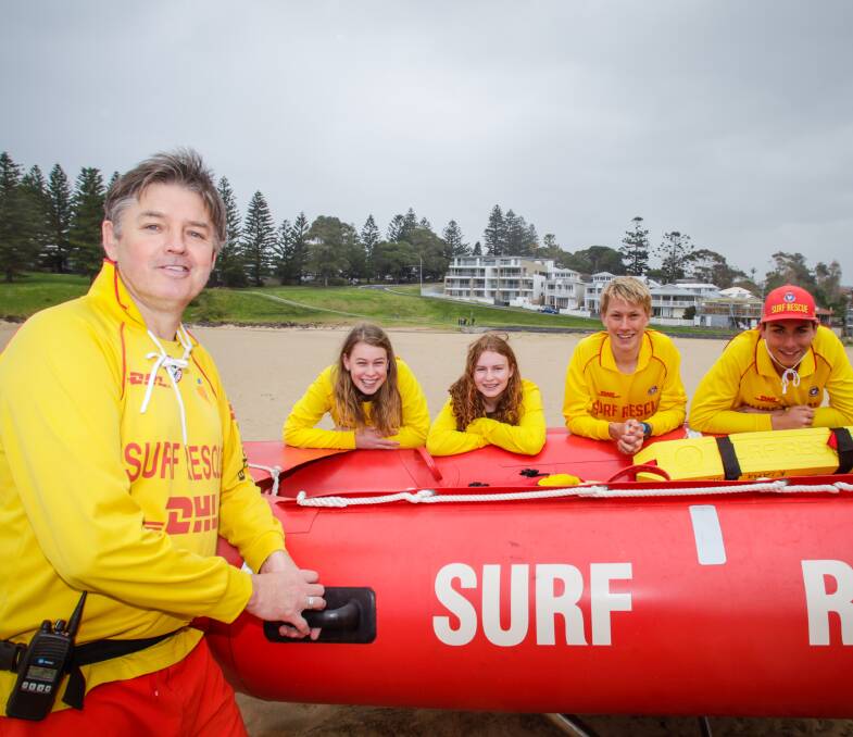 On patrol: Kiama surf lifesavers Mathew Durazin, Jessica Livingstone, Emily Whisson, Samuel Moore and Toby Streamer. Picture: Georgia Matts