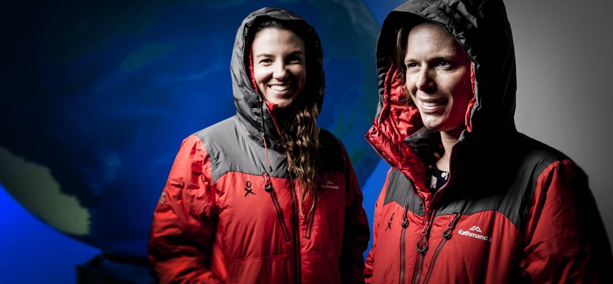 Ready for adventure: PHD student Rachelle Balez and Dr Sarah Hamylton have been rugging up and preparing to brave the extremities of Antarctica. Source: Supplied