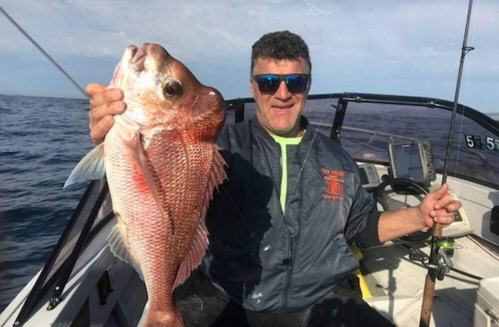 Snapper time: Terry Dinscoy fished the 20 metre depth line of Windang Island for this knobby red.