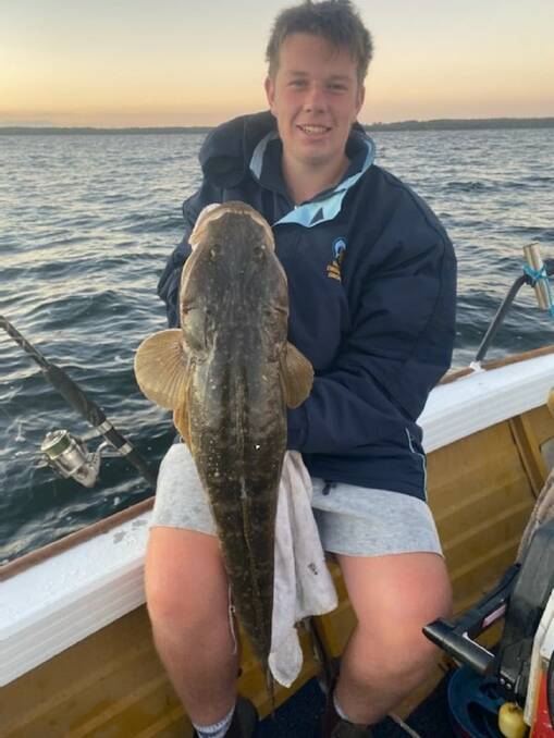 Size matters: Mitchell Bonner with a caught-and-released 915mm flathead landed from St Georges Basin.