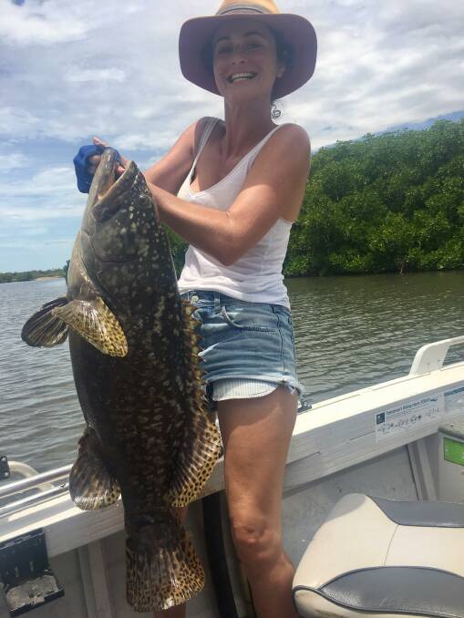 Katie Hanford with her 12kg-plus Queensland groper caught in the NT.