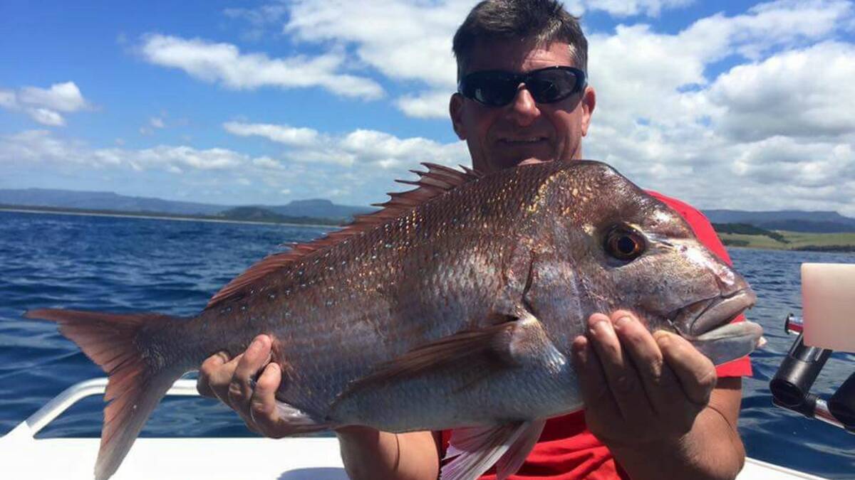 Craig Morley with a solid snapper from a trip off Kiama last weekend. Some good  sized reds have been caught around the deeper reefs this week.