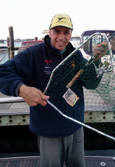 Harbour haul: Greg Barea found this $50 note floating by whilst fishing in Sydney Harbour. Who says fishing doesn't pay off?