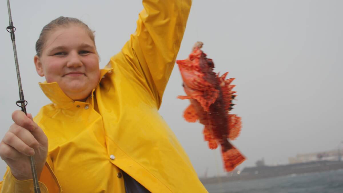 Seeing red: Kimberley Player holds up her red cod for the camera.