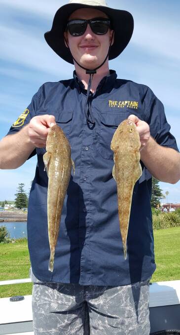 Dinner double: Andrew Mee from Dapto found these flatties off Shellharbour over the Easter weekend.