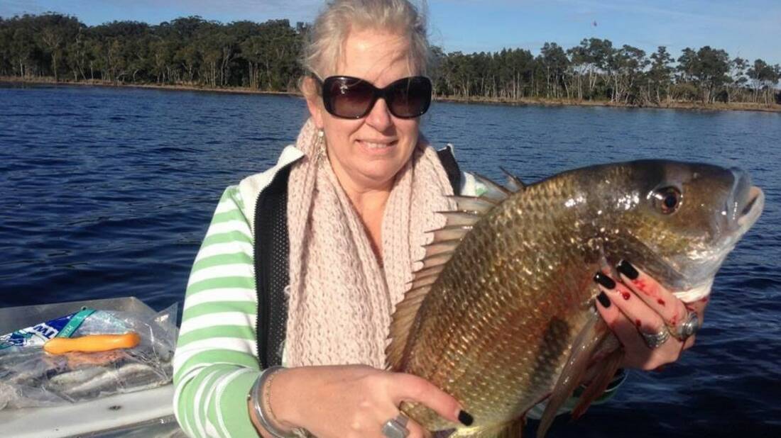 What a beauty: Jan Wilson with her monster 1.48 kilogram bream from last week. There have been quite a few bream about, particularly off the rocks.