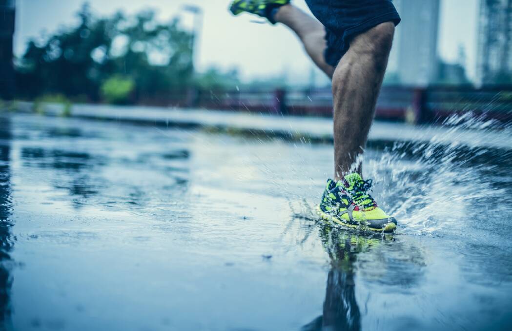 Make a splash: You can run in the rain, but always do so with caution and warm up under cover until you are ready to go.