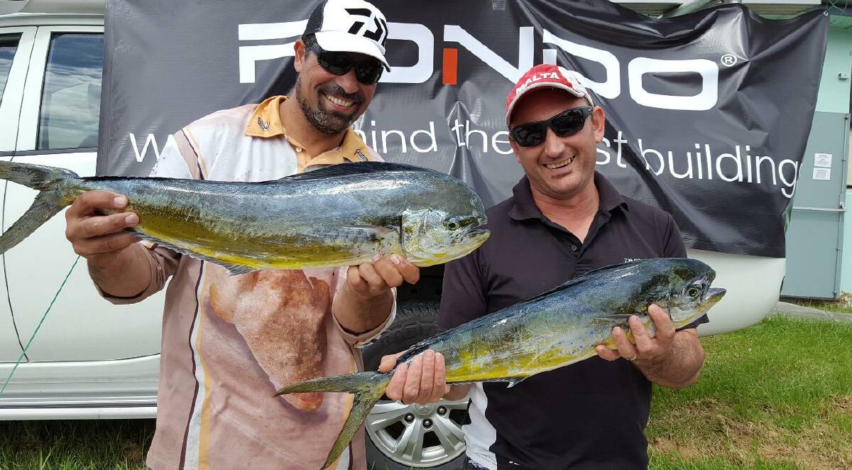 Dolphinfish double: Julian Viselli (left) and Anthony Portelli with a pair of dolphinfish from last weekend’s Plastamasta fishing comp. 
