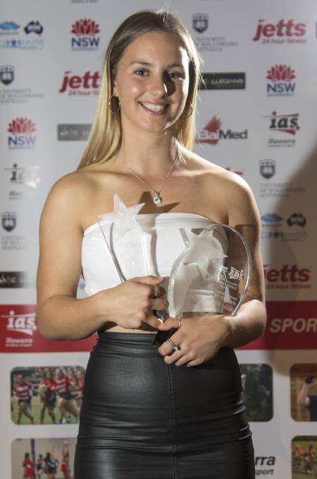 Top year: Rugby player Abby Holmes has won the Illawarra Mercury IAS Tobin Family Award and 2017 IAS Rugby 7’s Athlete of the Year.