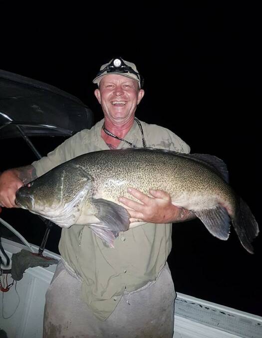 Oh my cod!: Bryan Power was elated to catch and release this massive 1020mm Murray cod from Glen Lyon Dam, on his own made lure.