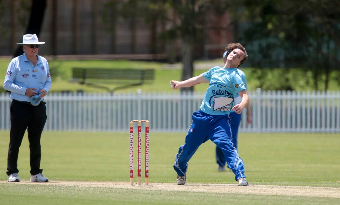 Key man: Lachlan Dunn bowling for the Butchers. Dunn is the form batsman heading into the T20 final against Helensburgh. Picture: Adam McLean