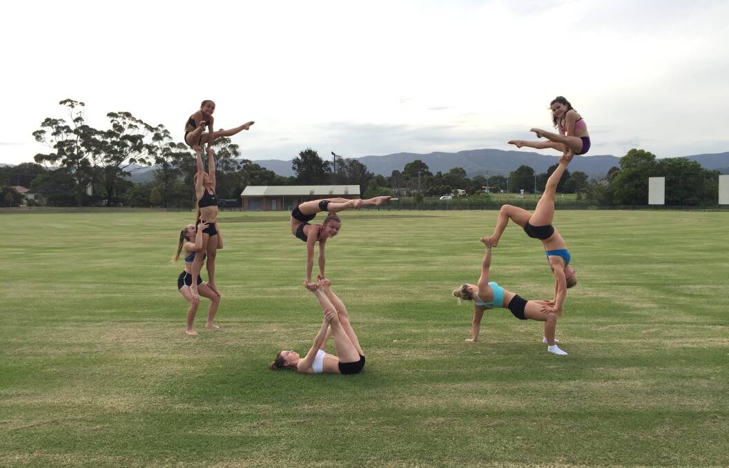 Talent: The Oak Flats Albion Park Gymnastics and Acrobatics Club juniors who have been selected in the national squad. The girls are training hard for the world championships trials in Sydney this weekend. 