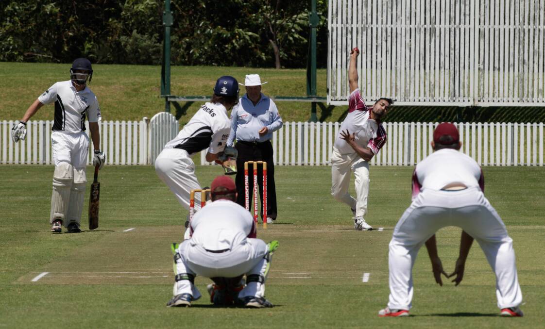 Effort: Wollongong medium-pacer Arpit Rastogi took three wickets in the victory over Port Kembla at North Dalton Park. Picture: Georgia Matts
