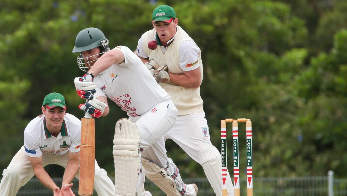Trouble: Keira's Martin Luskan is beaten by a delivery against Corrimal at Ziems Park. Corrimal took the day one honours. Picture: ADAM McLEAN