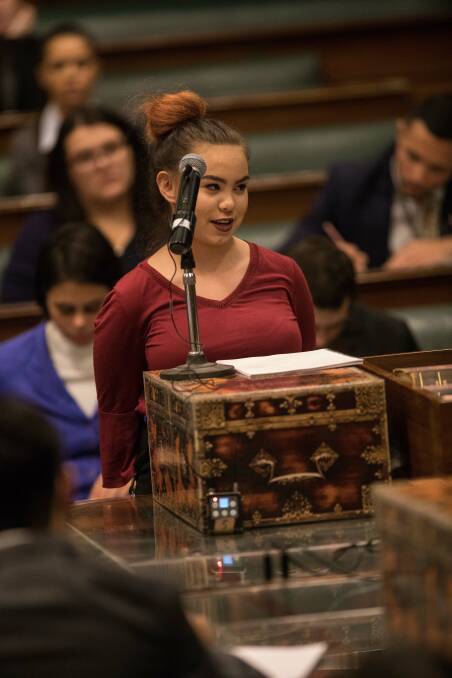 Tahlia King addressed parliament during the week-long National Indigenous Youth Parliament in Canberra.
