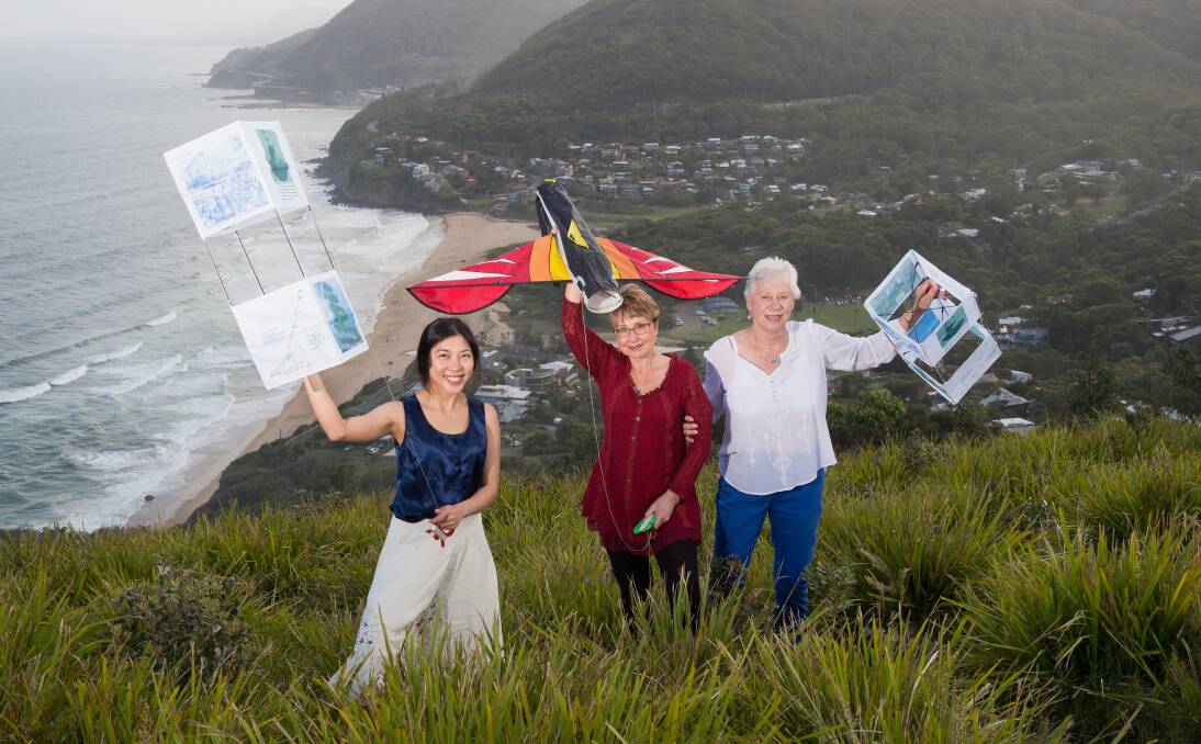 READY FOR LIFT-OFF: CWA Stanwell Park members Lynette White, Carol Pugh and Jannette Parsons are hoping third time's a charm and the weather is fine for the Festival of Flight. Picture: Unicorn Studios
