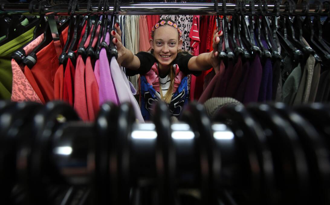 Emma Stephens-Wood is building her self-esteem to overcome severe anxiety by volunteering at Corrimal's Mission Australia Op Shop, which is celebrating National Op Shop Week (August 21-27). Picture: Robert Peet