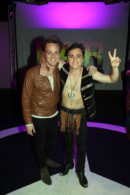 HAIR STARS: Michael Zelvis and Nathan Flint star in Hair: The American Tribal Love-Rock Musical. Picture: Sylvia Liber 