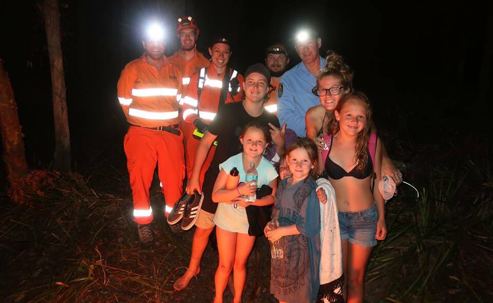 These six bushwalkers were found safe and well by SES and Police Rescue near Otford Lookout. Picture: NSW SES Wollongong City Unit