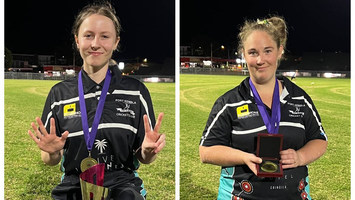 Port Panthers captain Kobi Lynch-Munro celebrates her seventh straight grand final win while team-mate Anthea Godwin shows off her player-of-the-match award. Pictures supplied