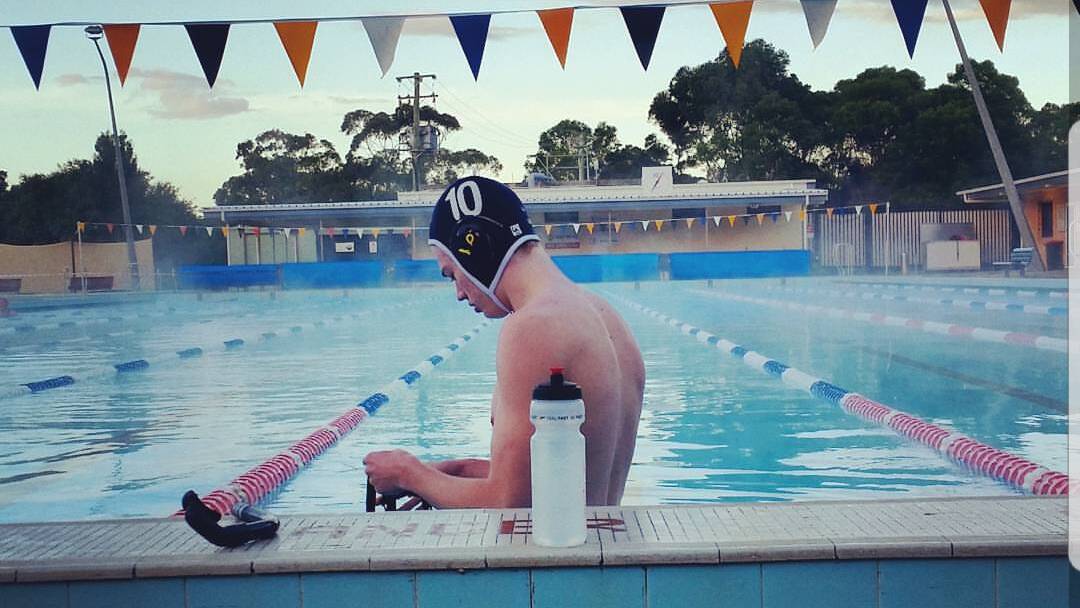TRAINING: Jack Hopkins training at Corrimal Pool ahead of the Underwater Hockey World Championships in Hobart.