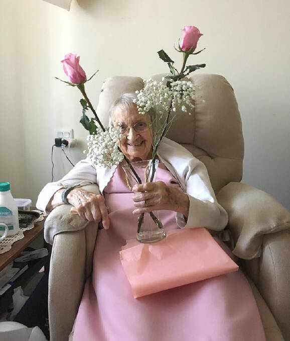PRETTY IN PINK: Ula Joyce McEwan (nee Rogers) turned 101 on Saturday, January 20.