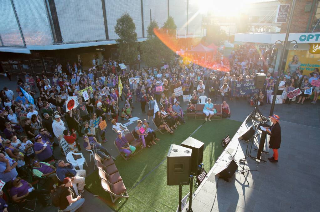 SPEAKING UP FOR WOMEN: Radda Jordan speaking at last year's Reclaim the Night rally in Wollongong. Picture: Adam McLean