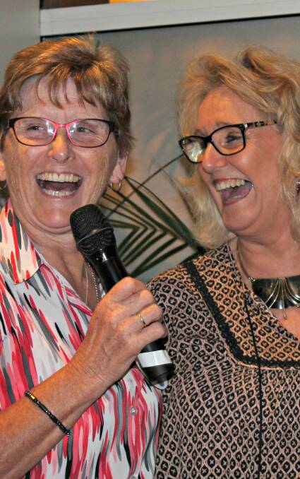 TALE TO TELL: Nowra Rotarian Polly Hill (left) thanks fellow Rotarian Julie Ludlow for her interesting and entertaining talk and slideshow recently. 