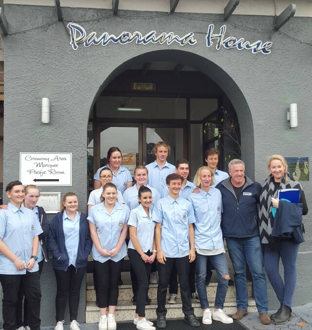 PREPARATION: Warilla High School Year 11 LEAP program students ​with i98 FM's Marty and Fairlie at Panorama House. Picture: Supplied