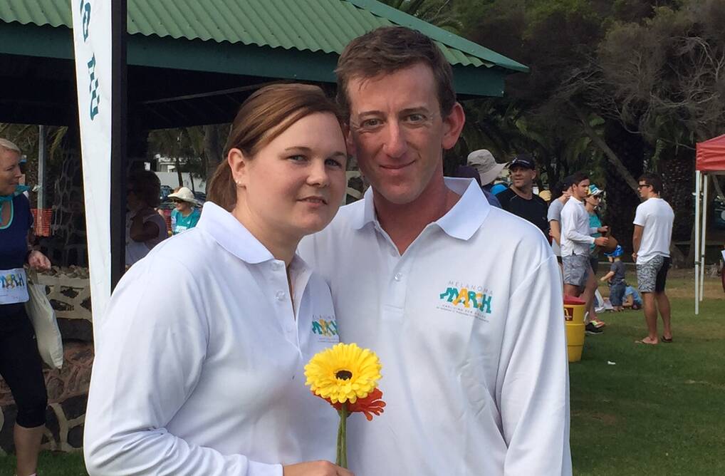 MARCH FOR A CURE: Nowra's Michelle and Josh Drover were joined by hundreds of other people to raise funds and promote awareness about melanoma.