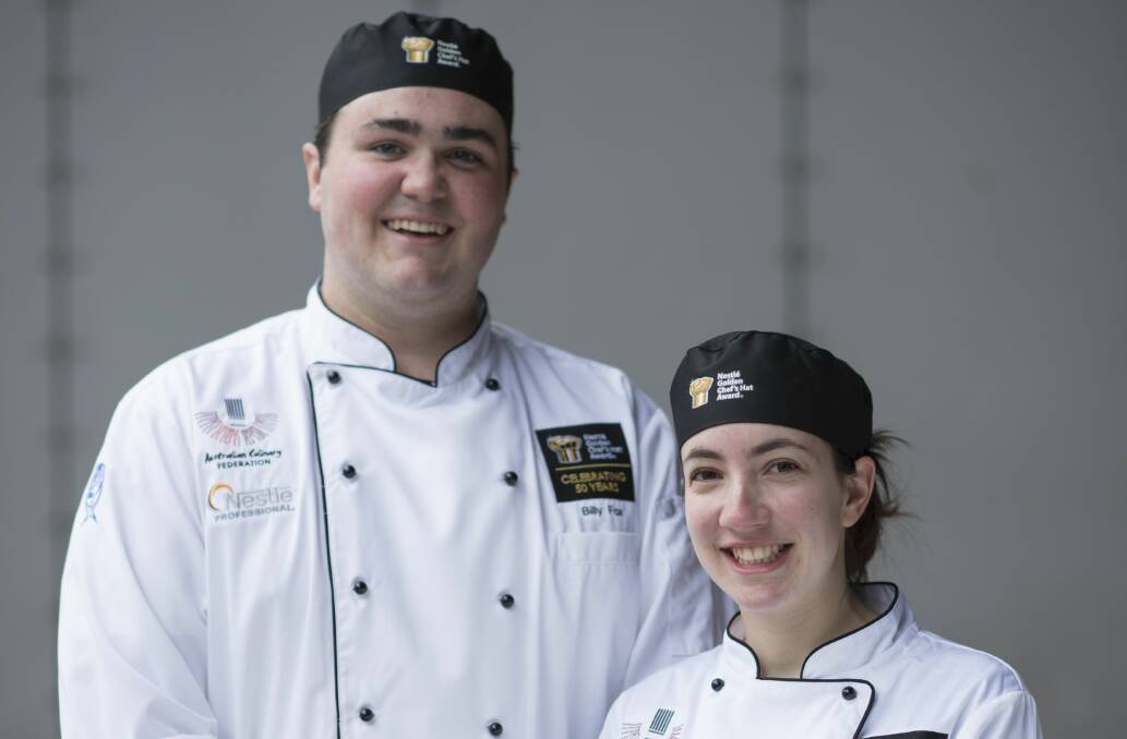 Sage Hotel Wollongong commis chefs Billy Fox  and Adriana Manfredi teamed up to win silver and bronze at the 2016 national Nestlé Golden Chef’s Hat Awards.. Picture: Supplied
