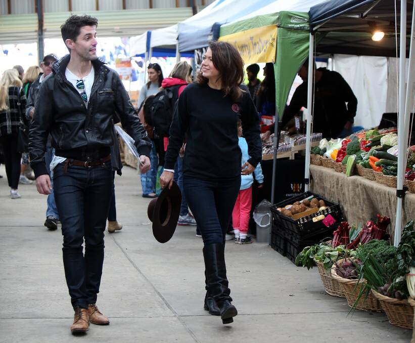 FRESH TALENT: MasterChef casting producer Jess Dudley (right) and Michael O'Connor explore Bulli Forager's Market on Sunday searching for potential new contestants for the show. Picture: Sylvia Liber