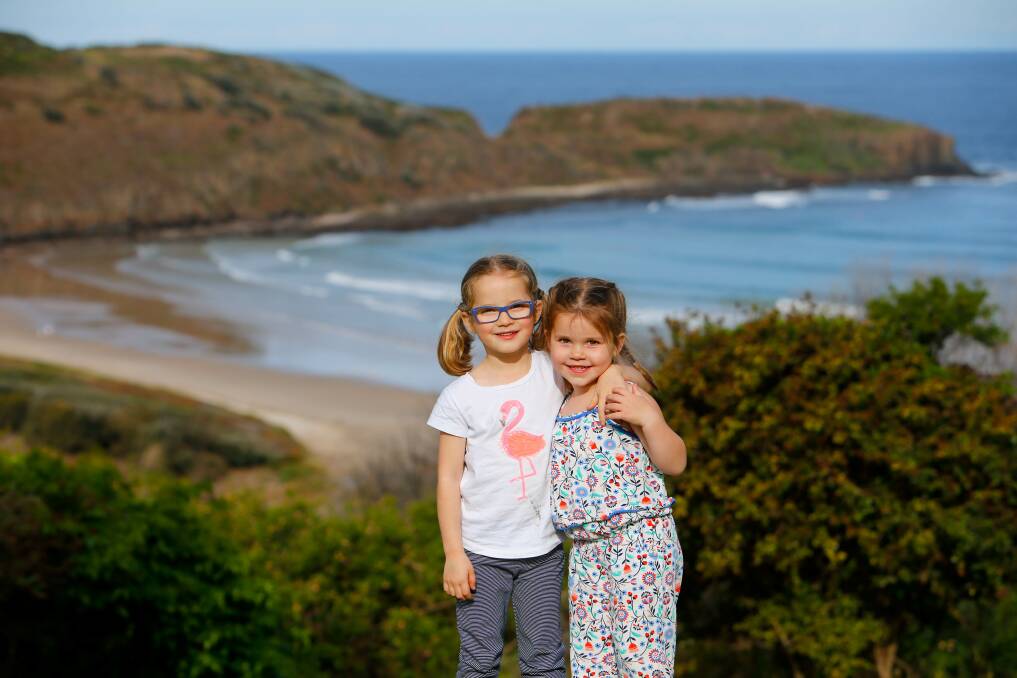 CHILD'S PLAY: Ruby Smith, 5, and Haper Beaton, 3, are can't wait for the fun at Shellharbour's children's festival Child's Play, to be held at Killalea State Recreation Park on Saturday. Picture Anna Warr